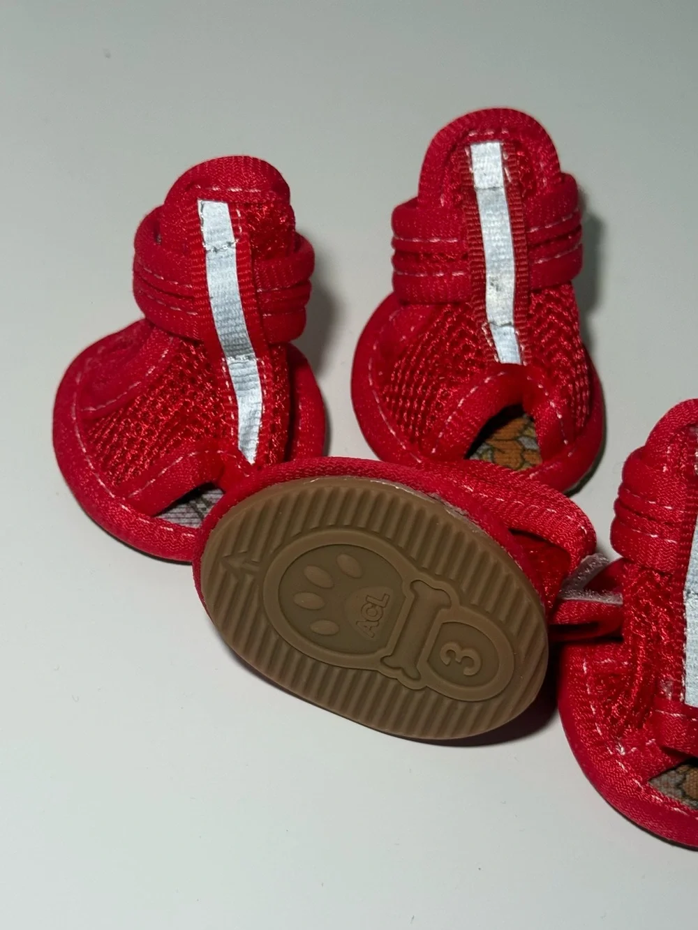 NWOT Dog Red Reflective Shoes / Sandals Small-Medium Size 3